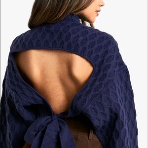 Commense Navy Cowl Neck Sweater